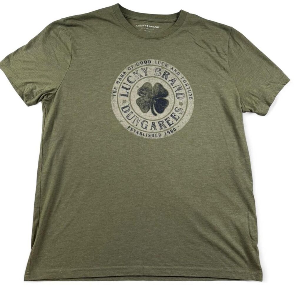 Lucky Brand Men’s Green Shamrock Graphic T-Shirt Size Large Irish